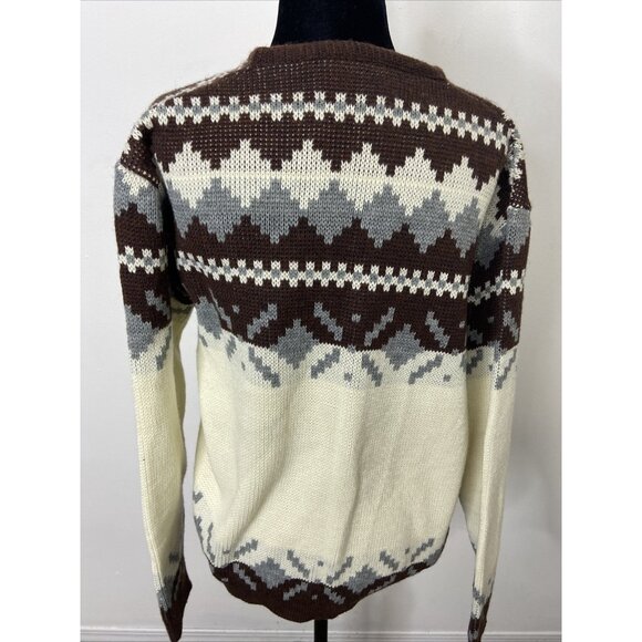 Vintage White Ram Women M Wool Ski Nordic Fair Isle Cardigan Wool Sweater Ramtuk - Picture 5 of 7